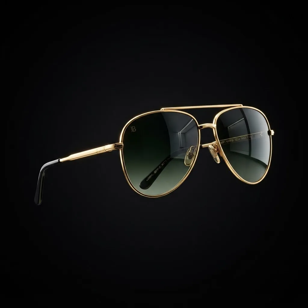 Degrade yeşil camlı altın aviator güneş gözlüğü